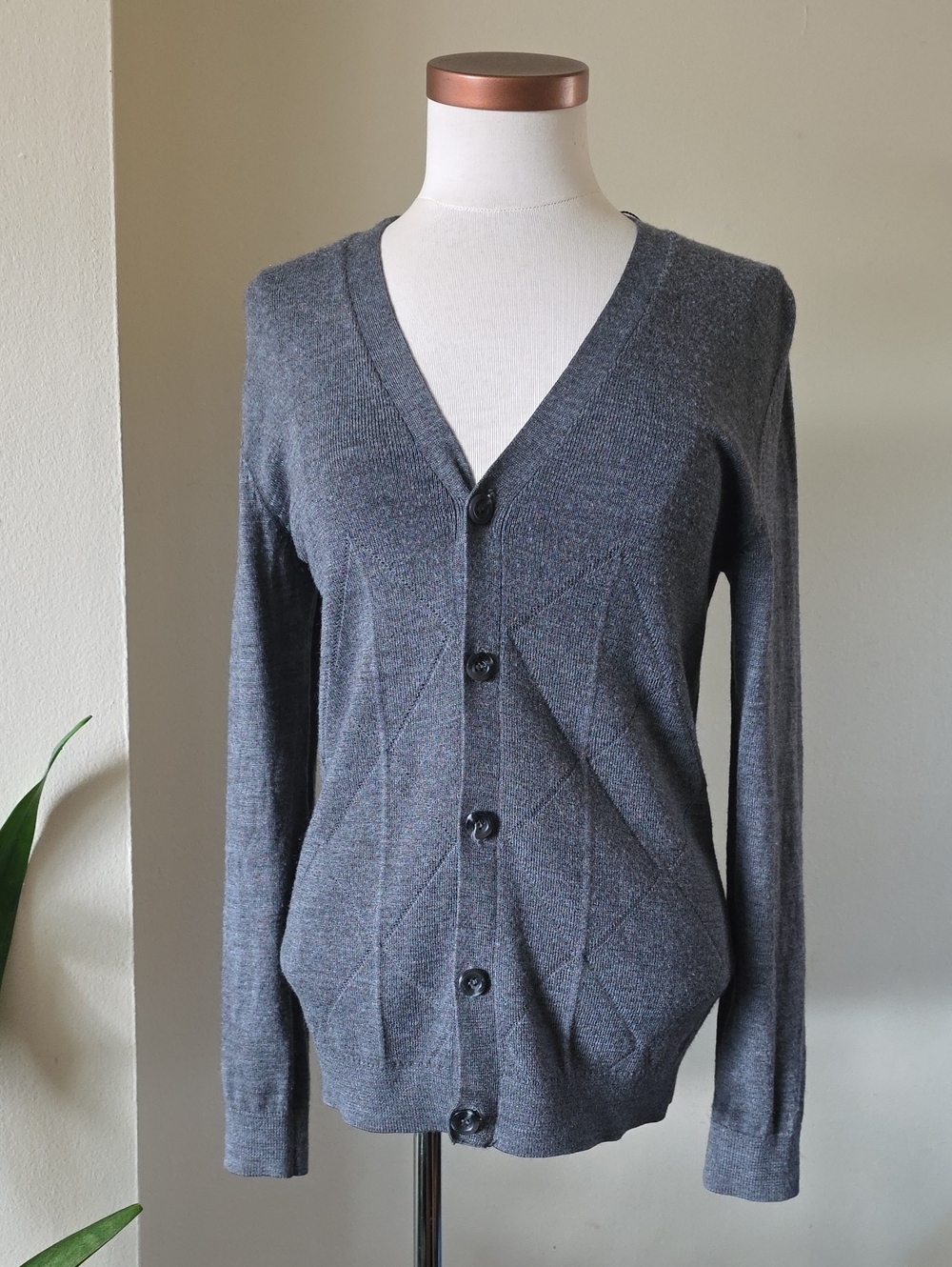 MEXX METROPOLITAN Merino Wool Blend Mens Knit Button Front Cardigan- Slim Fit S